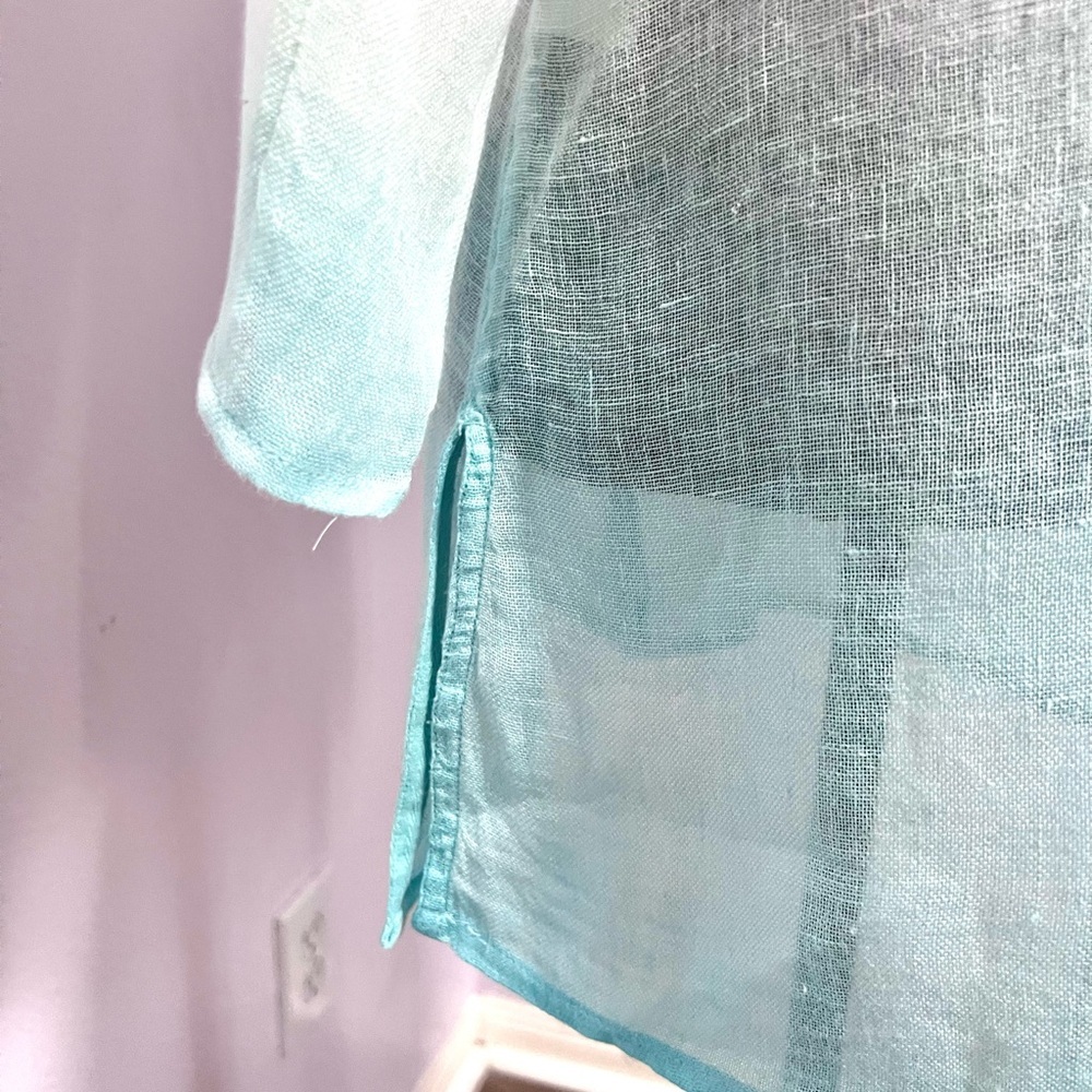 Eileen Fisher ombré linen button down Top‎ S - Picture 8 of 9
